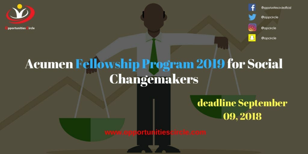Acumen Fellowship Program 2019 for Social Changemakers