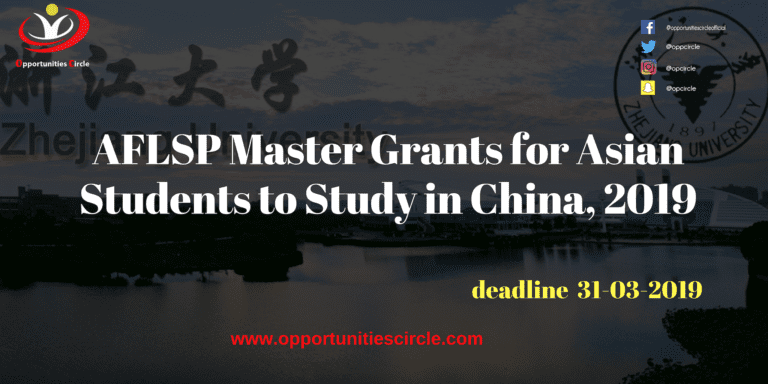 AFLSP Master Grants for Asian Students to Study in China, 2019