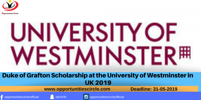 Duke of Grafton Scholarship at the University of Westminster in UK 2019