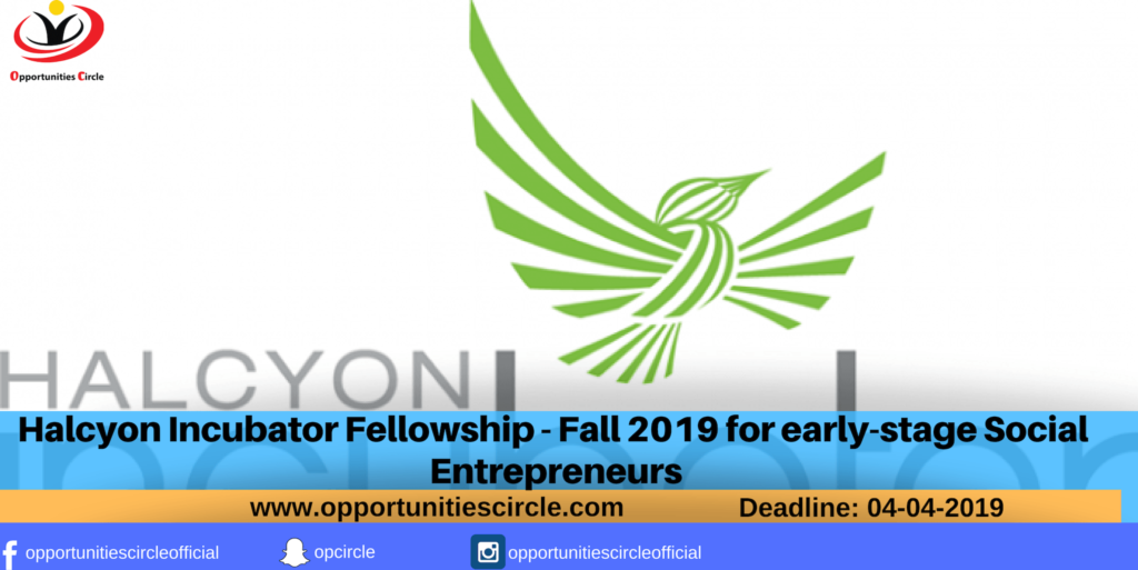 Halcyon Incubator Fellowship - Fall 2019 for early-stage Social Entrepreneurs