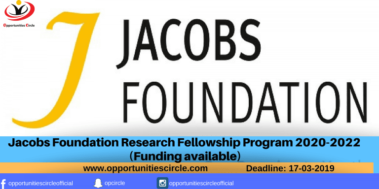 Jacobs Foundation Research Fellowship Program 2020-2022 (Funding available)