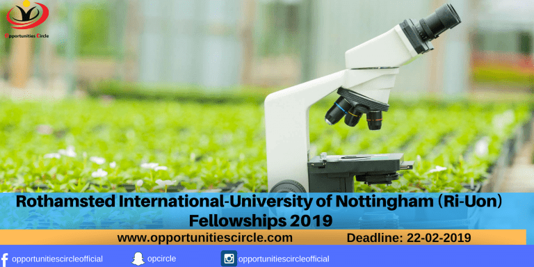 Rothamsted International-University of Nottingham (Ri-Uon) Fellowships 2019