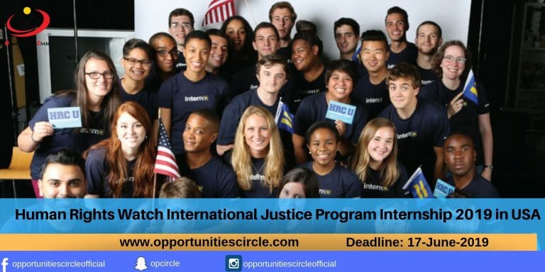 Human Rights Watch International Justice Program Internship 2019 in USA