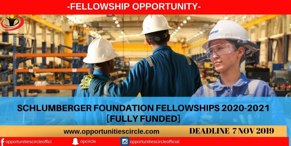 SCHLUMBERGER FOUNDATION FELLOWSHIPS 2020-2021 [FULLY FUNDED]