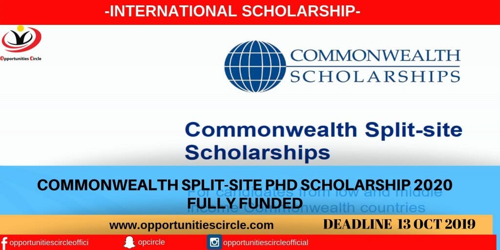 Commonwealth Split-site PhD Scholarship 2020 Fully Funded