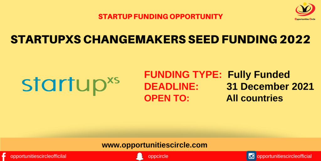 StartupXs Changemakers seed funding