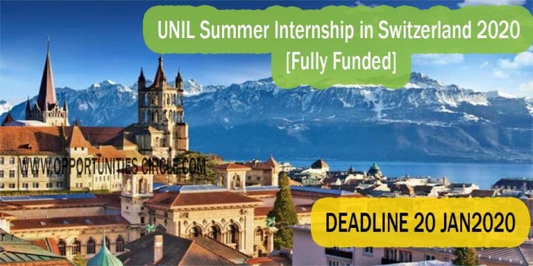 UNIL Summer Internship in Switzerland 2020 [Fully Funded]