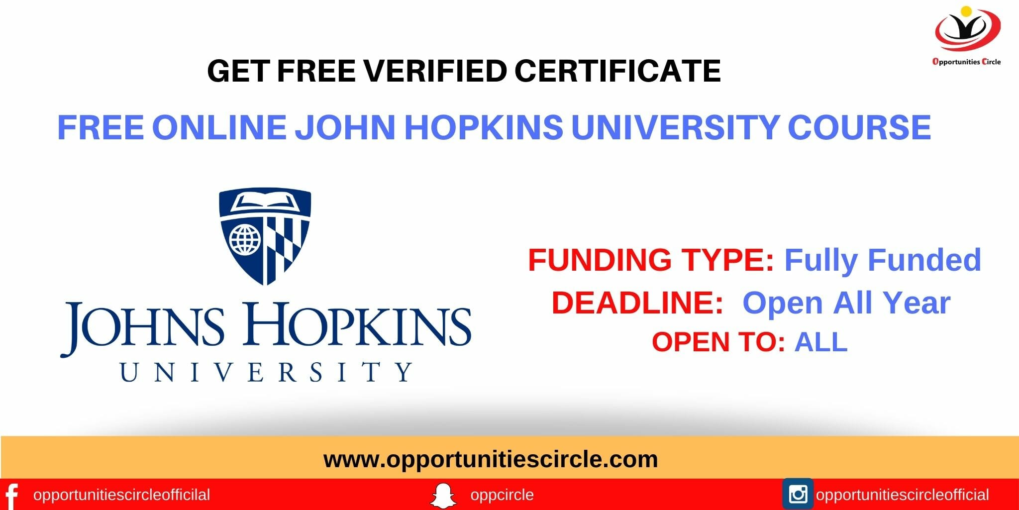 FREE ONLINE JOHN HOPKINS UNIVERSITY COURSE ON CONTACT TRACING WITH FREE