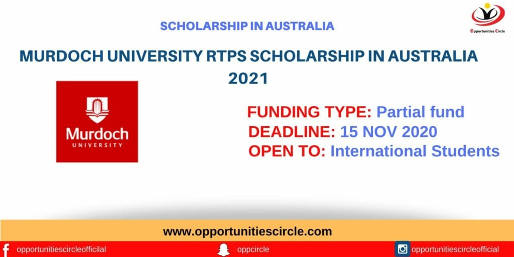 Murdoch University RTPS Scholarship in Australia 2021