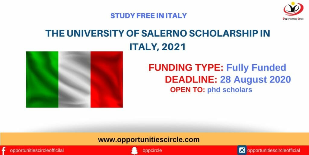 The UNIVERSITY OF SALERNO SCHOLARSHIP IN ITALY, 2021