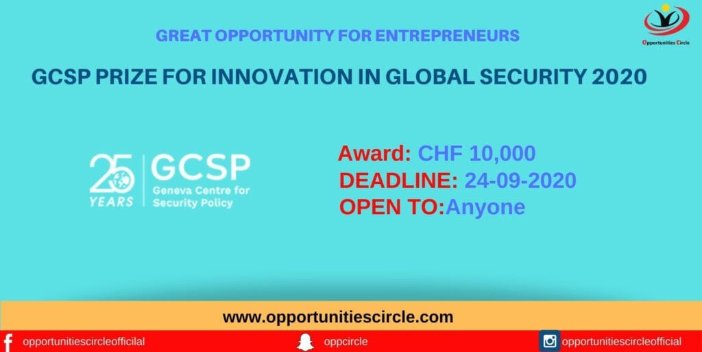 GCSP Prize for Innovation in Global Security 2020