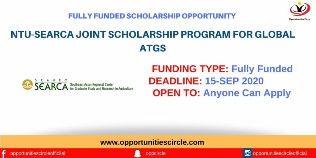 NTU-SEARCA Joint Scholarship Program for Global ATGS