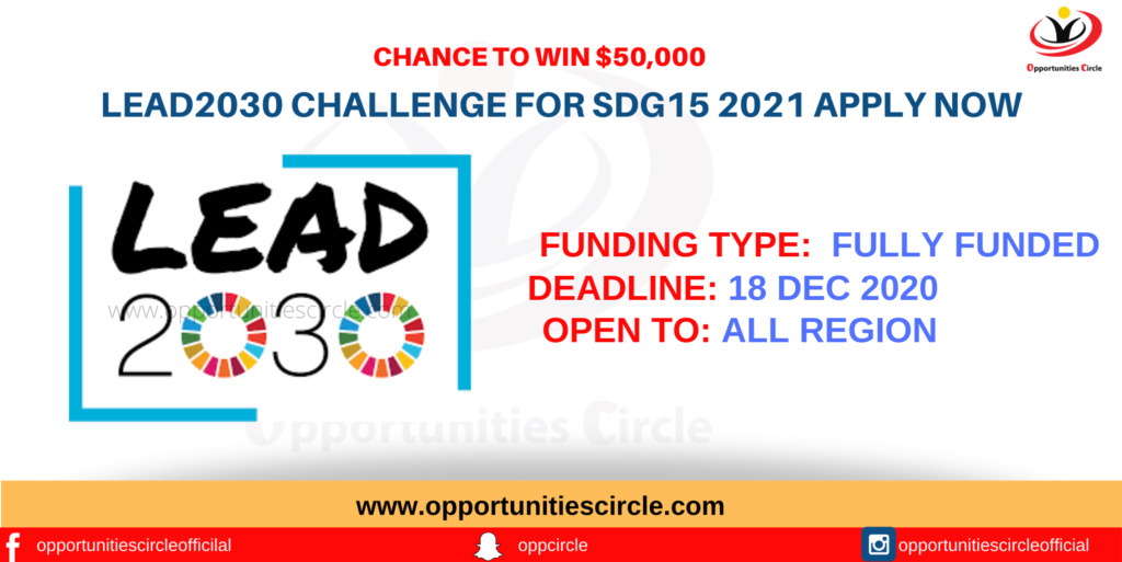 LEAD2030 Challenge for SDG15 2021 Apply Now