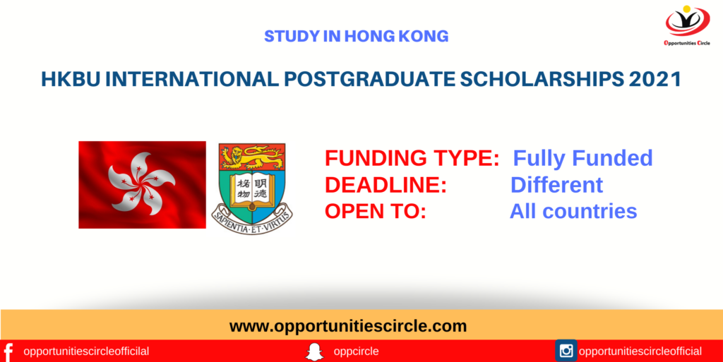 HKBU International Postgraduate Scholarships