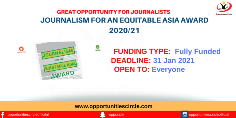 Journalism for an Equitable Asia Award 2020