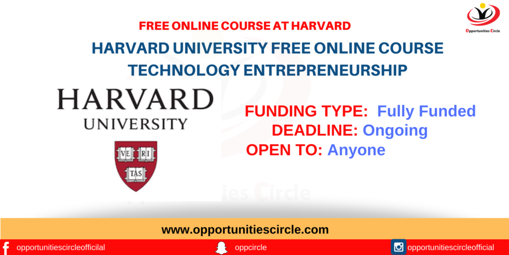Harvard University Free Online Course Technology Entrepreneurship