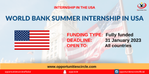 World Bank Summer Internship 2023 in USA
