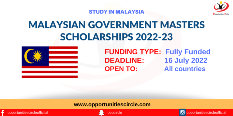 Malaysian Government Masters Scholarships