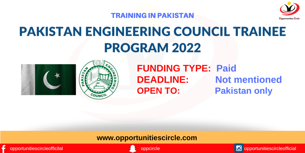 Pakistan Engineering Council Trainee Program 2022