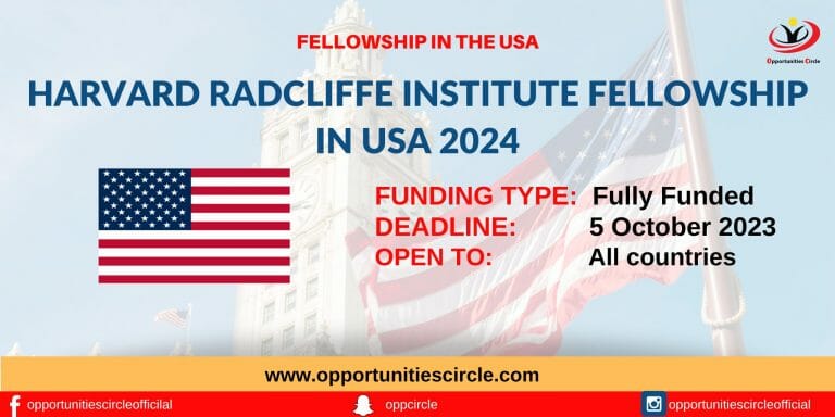 Harvard Radcliffe Institute Fellowship in USA 2024