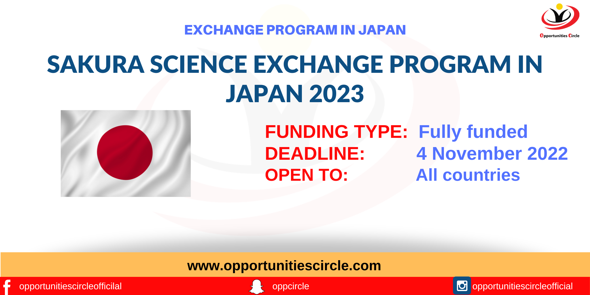 Sakura Science Exchange Program in Japan 2023 Opportunities Circle