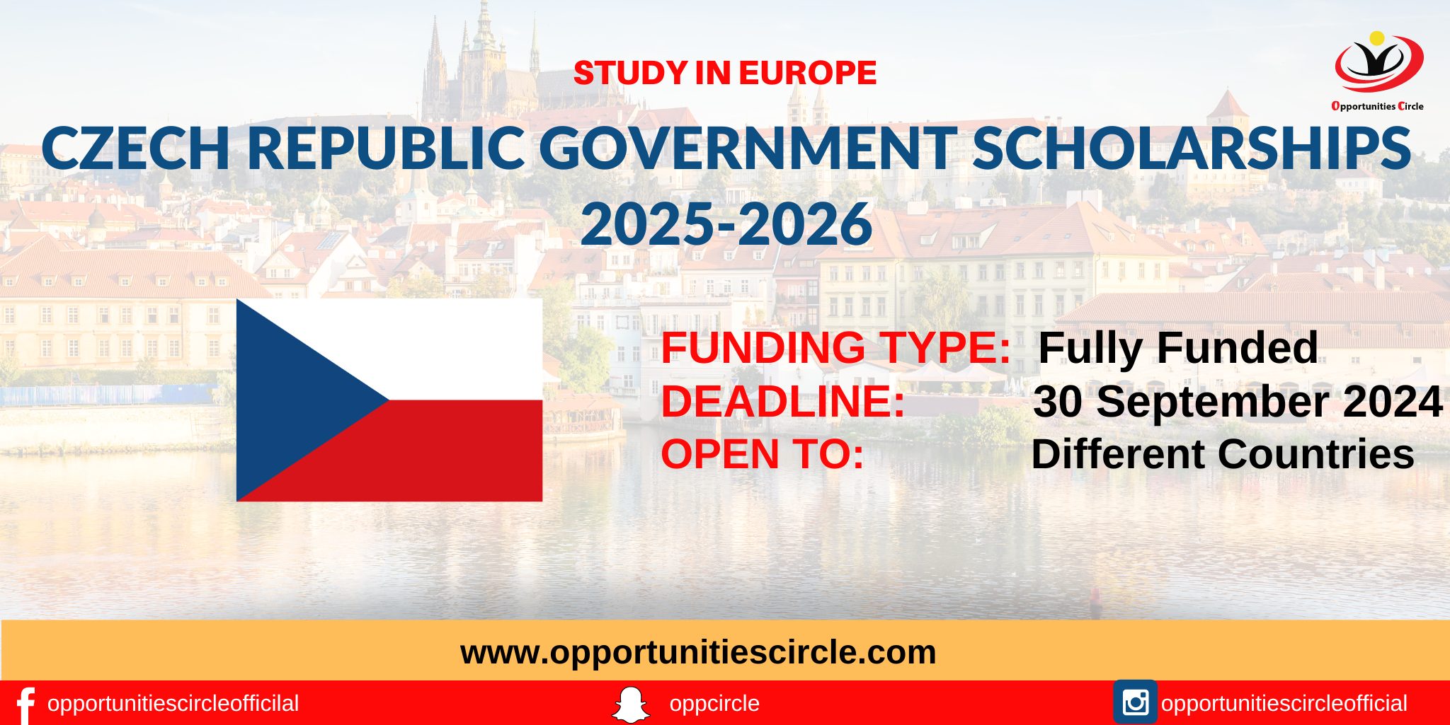 Czech Republic Government Scholarships 20252026 Opportunities Circle