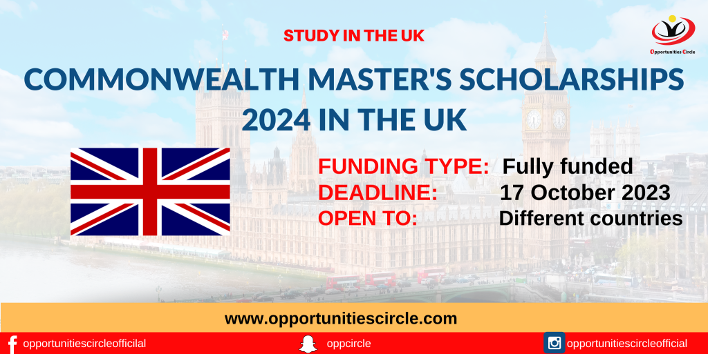 Commonwealth Master's Scholarships 2024 in UK