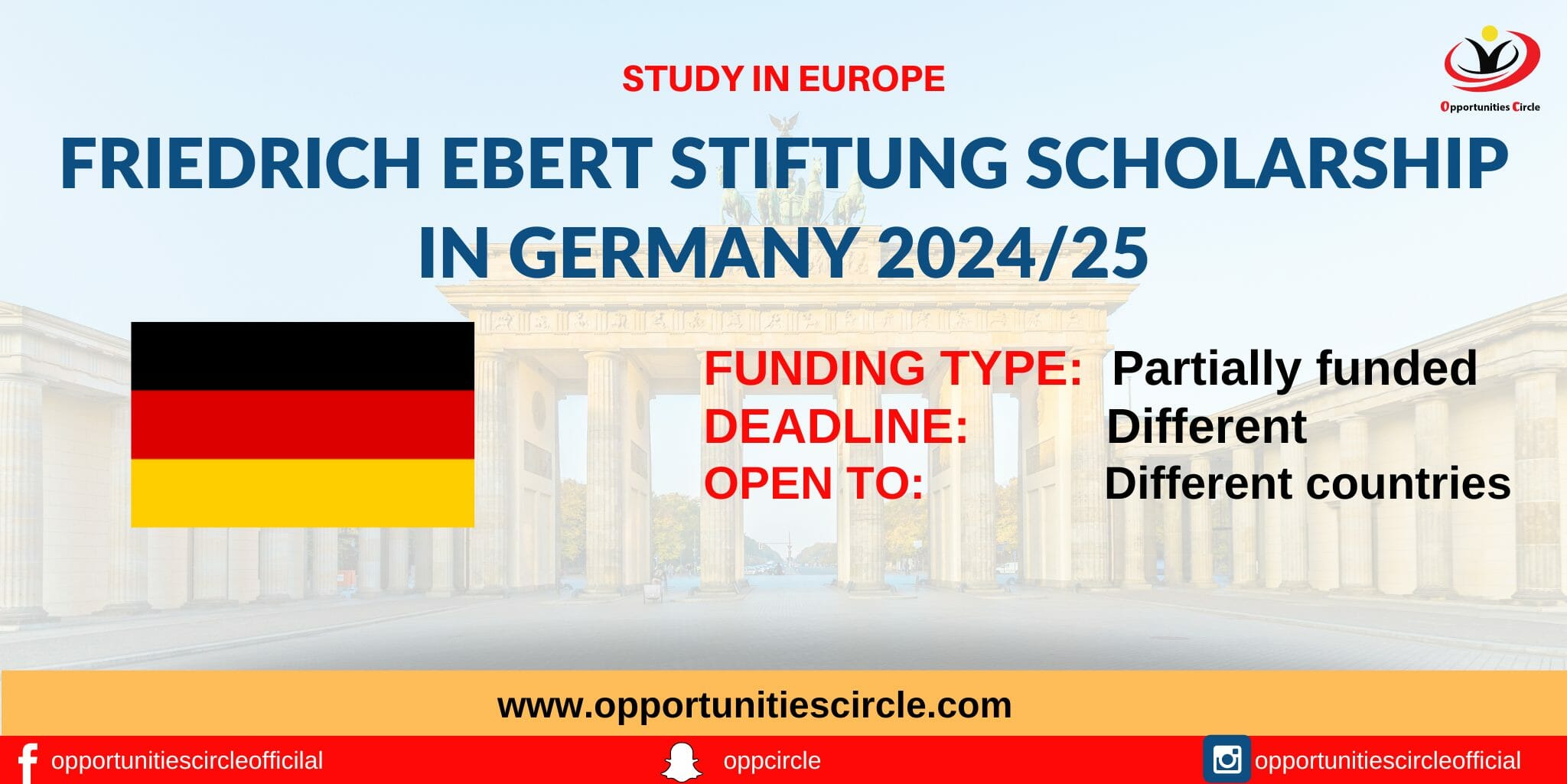 Friedrich Ebert Stiftung Scholarship 2024/25 Study in Germany