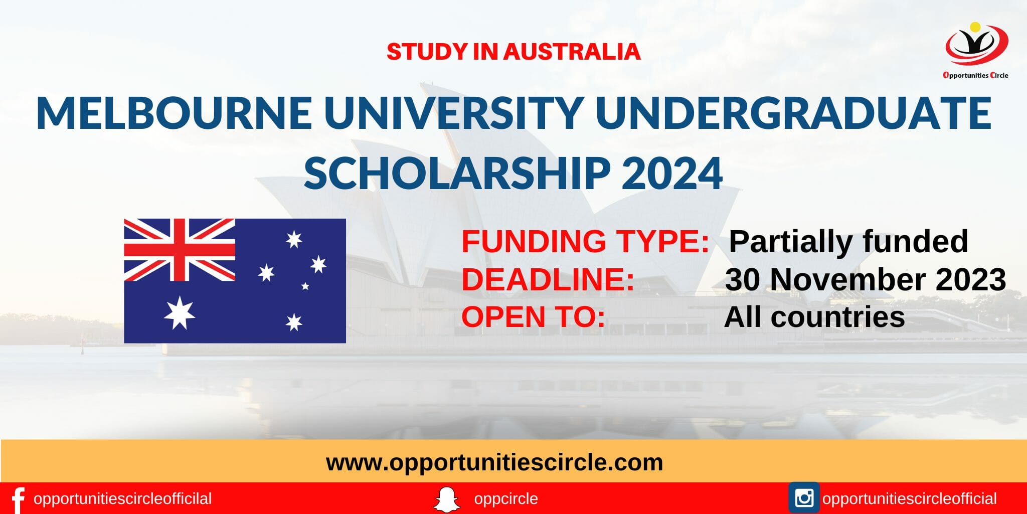 Melbourne International Undergraduate Scholarship 2024 Study in