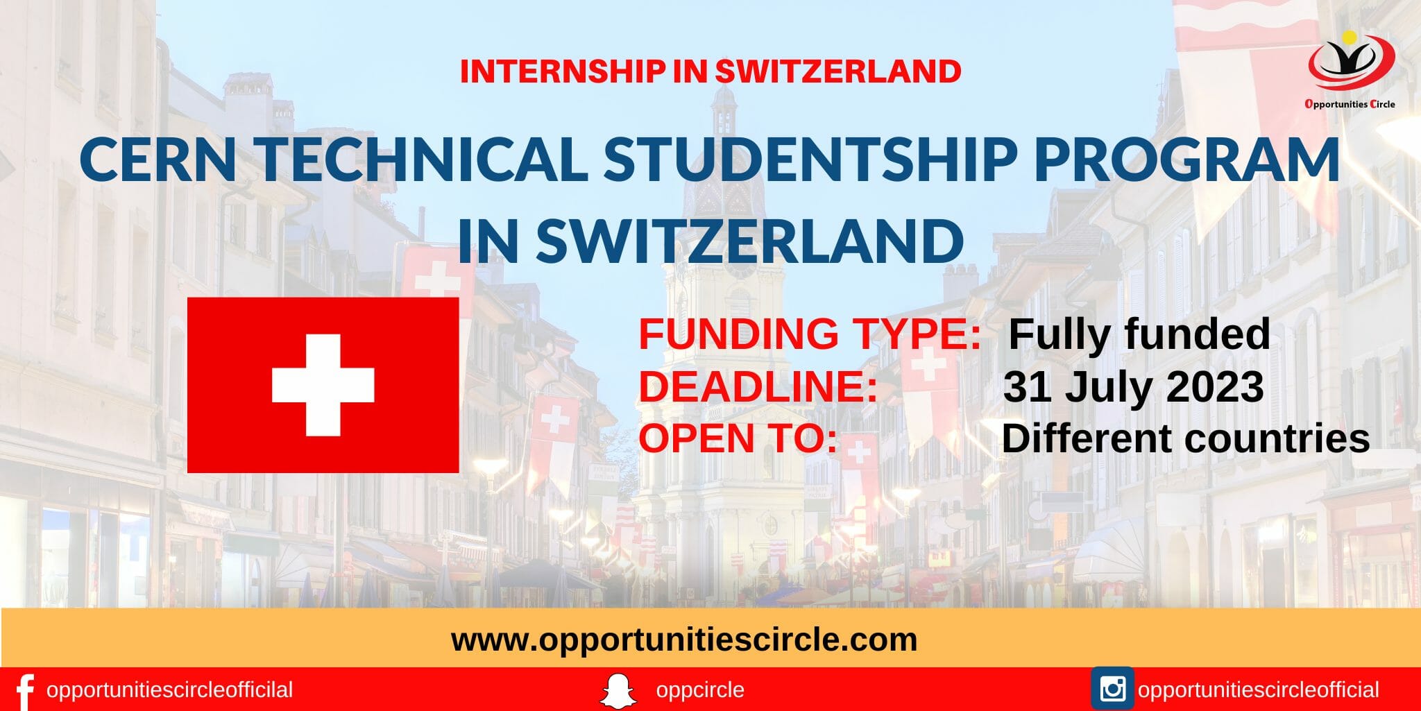 CERN Technical Studentship Program 2023 in Switzerland Fully Funded