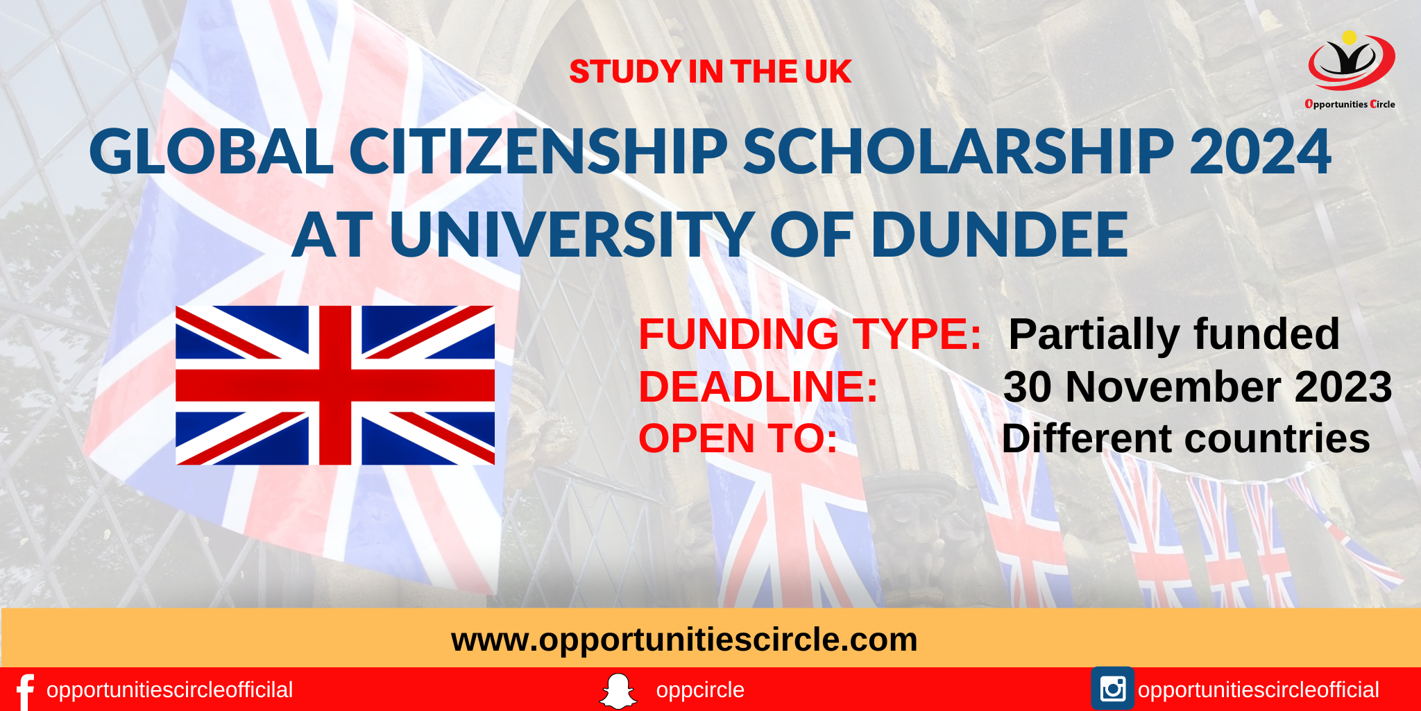 Global Citizenship Scholarship 2024 at University of Dundee Study in