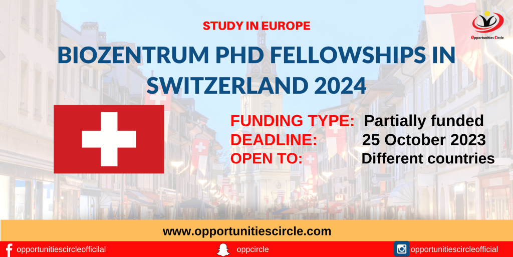 Biozentrum PhD Fellowships Program 2024 in Switzerland