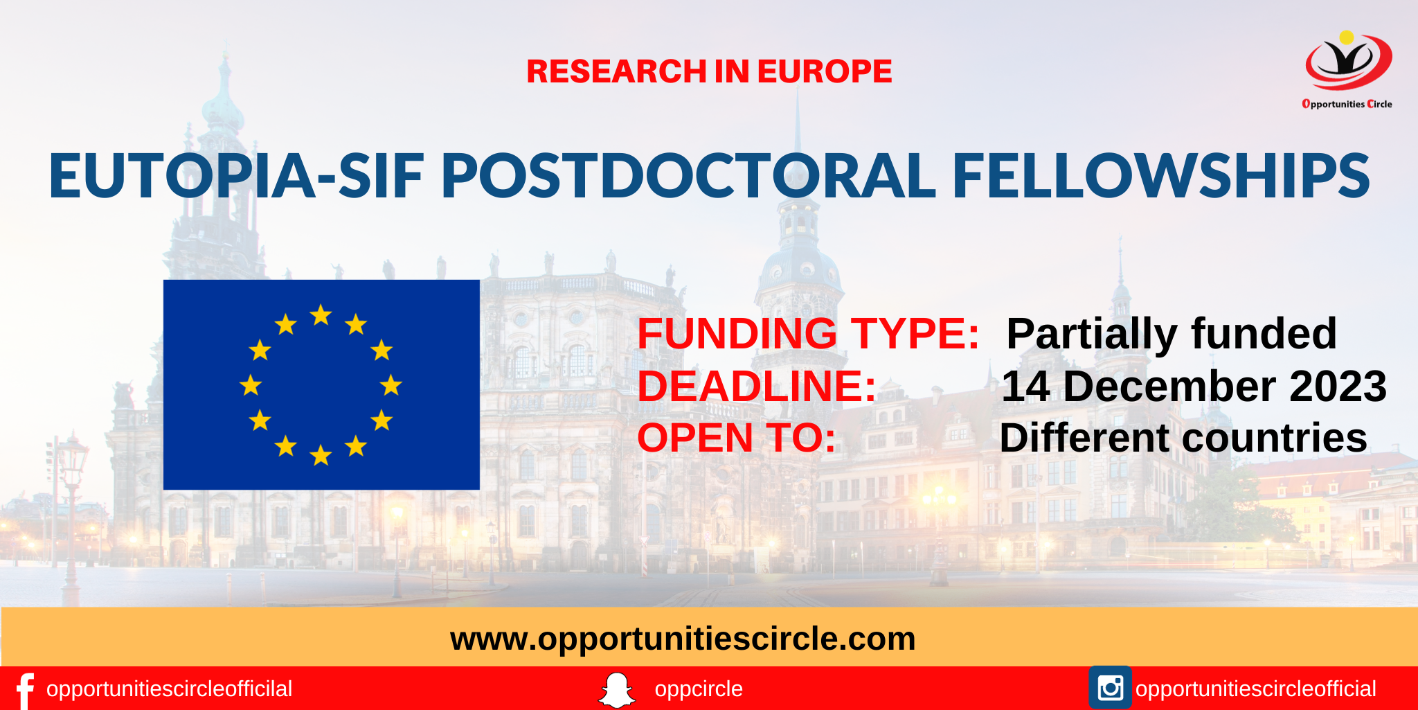 EUTOPIASIF Postdoctoral Fellowships 2024 Study in Europe
