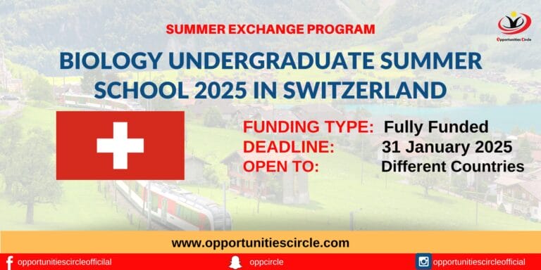 Biology Undergraduate Summer School 2025 in Switzerland