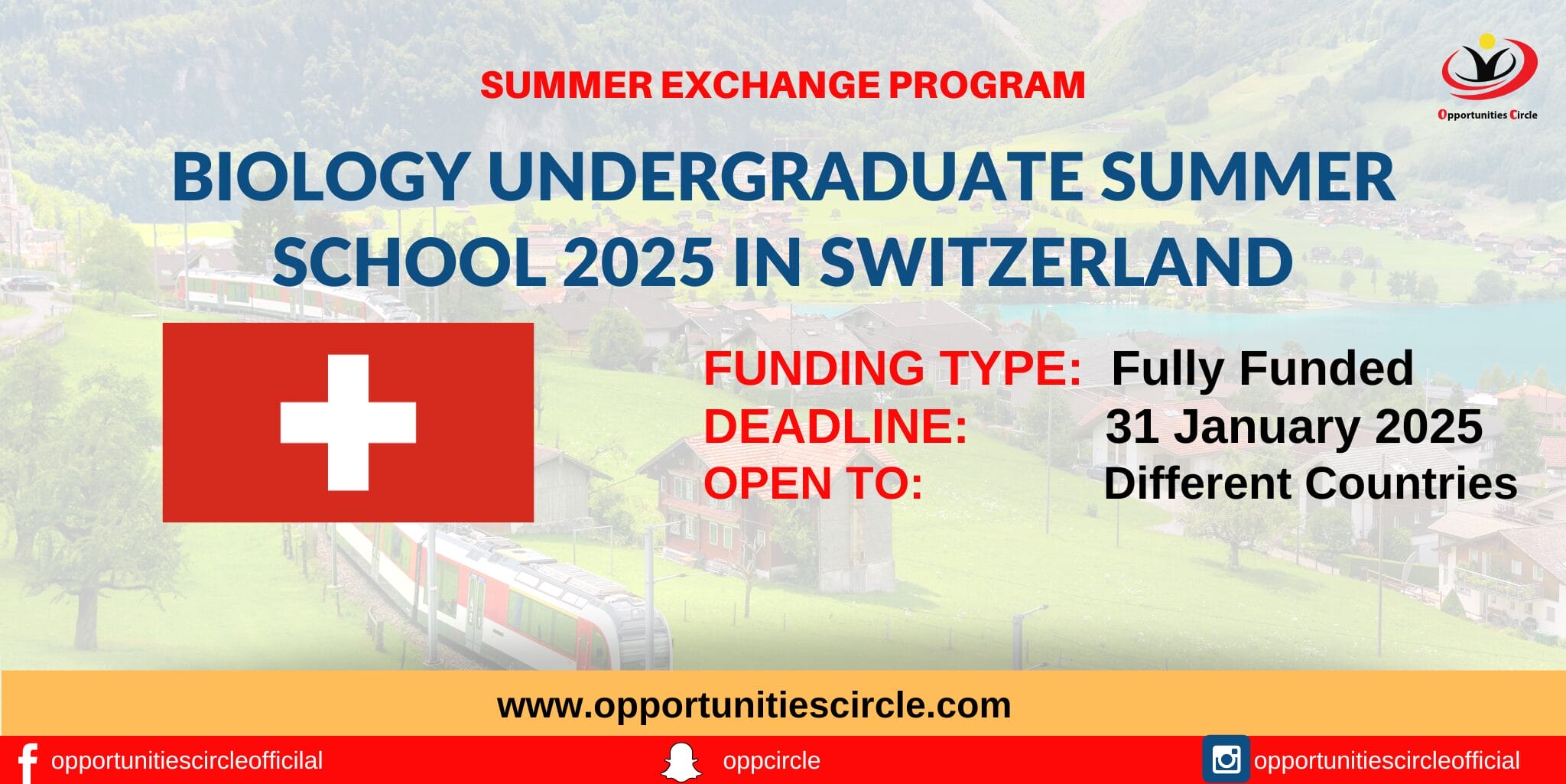 EPFL Summer Research Program in Switzerland 2025 Fully Funded Opportunities Circle
