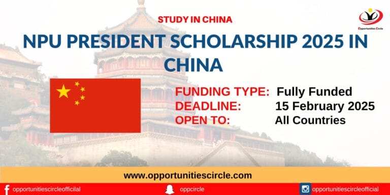 NPU President Scholarship 2025 in China
