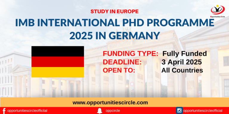 IMB International PhD Programme 2025 in Germany