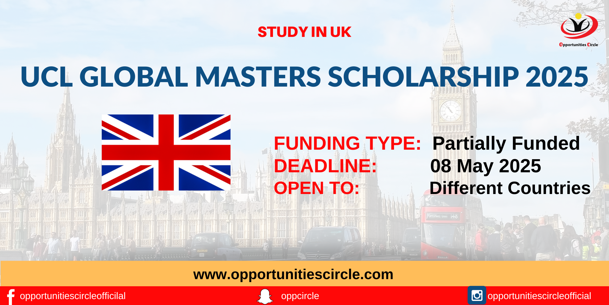 UCL Global Masters Scholarship in UK 2025 Funded Opportunities Circle