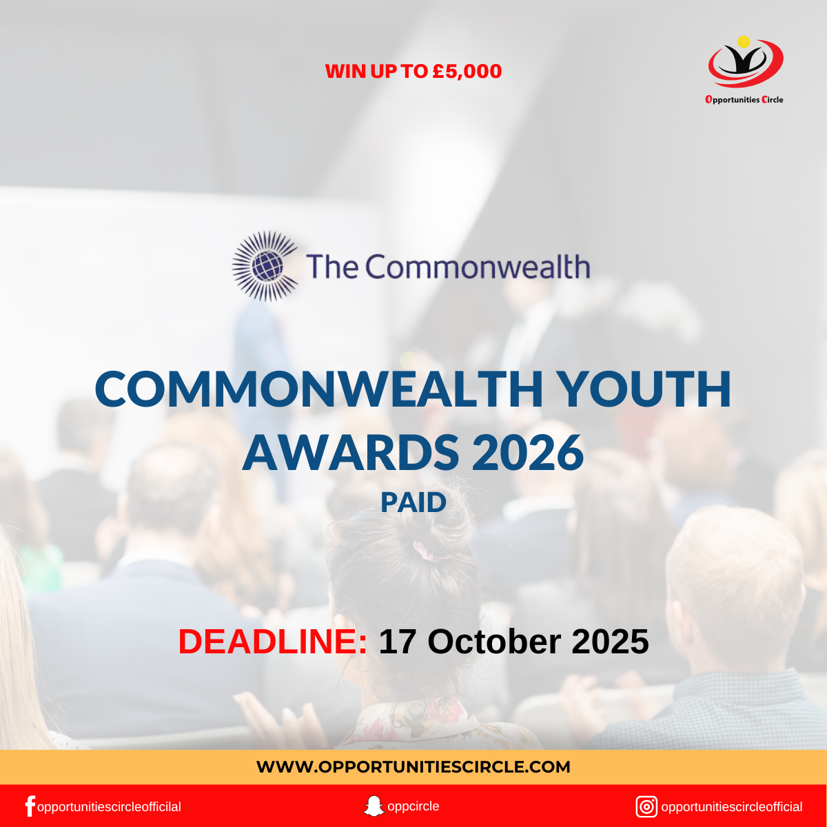 Commonwealth Youth Awards 2026 | Win up to £5,000 - Opportunities Circle