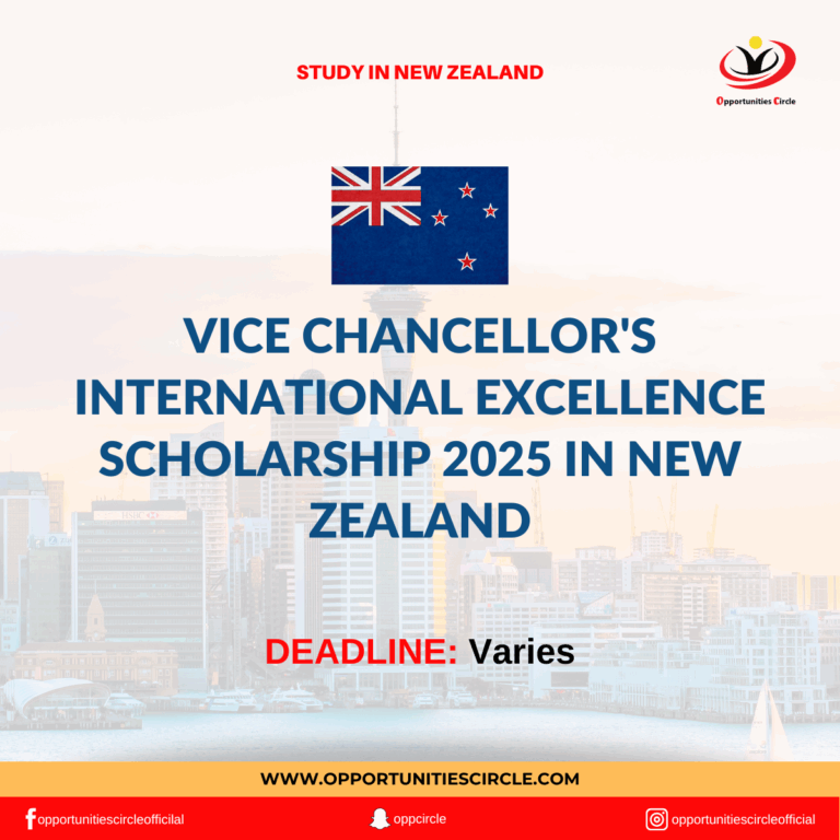 Vice Chancellor's International Excellence Scholarship 2025 in New Zealand
