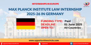 Max Planck Institute Law Internship 2025-26 in Germany