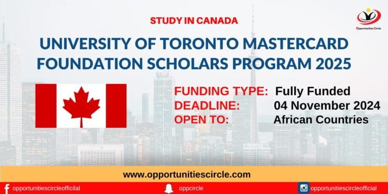 University of Toronto Mastercard Foundation Scholars Program 2025-26