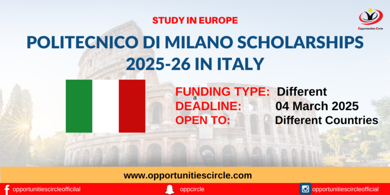Politecnico di Milano Scholarships 2025-26 in Italy