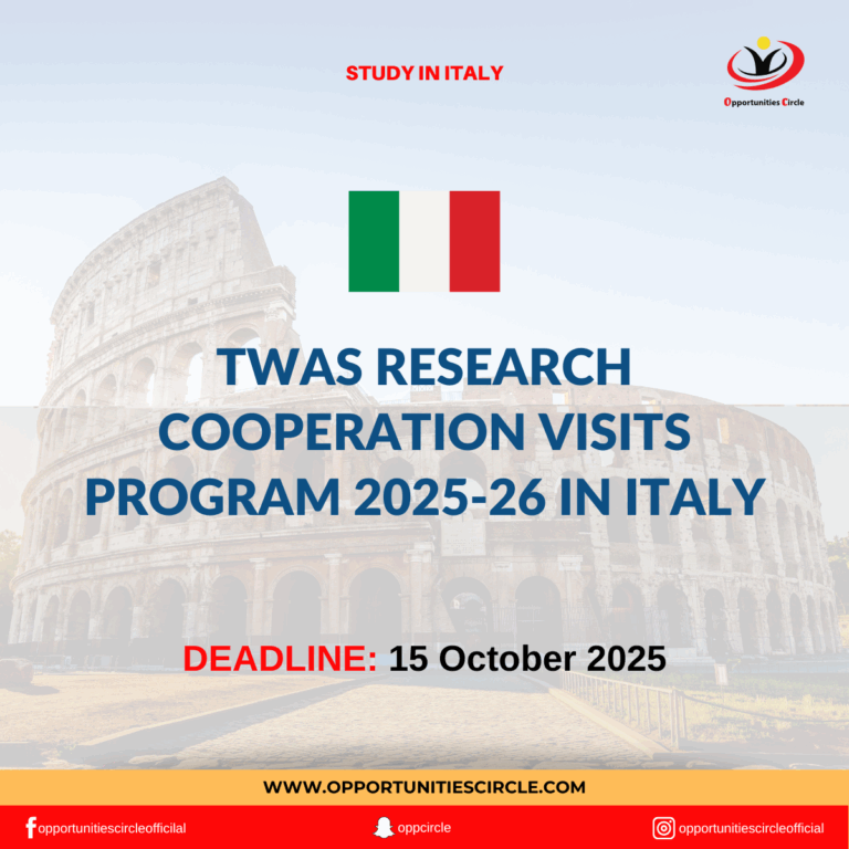 TWAS Research Cooperation Visits Program 2025-26 in Italy