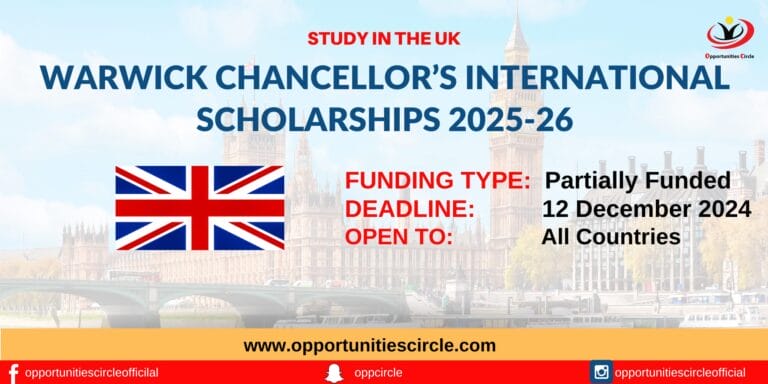 Warwick Chancellor’s International Scholarships 2025-26