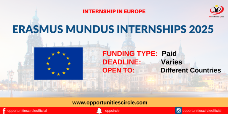 Erasmus Mundus Internships 2025 in Europe