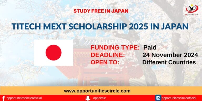 Titech MEXT Scholarship 2025 in Japan