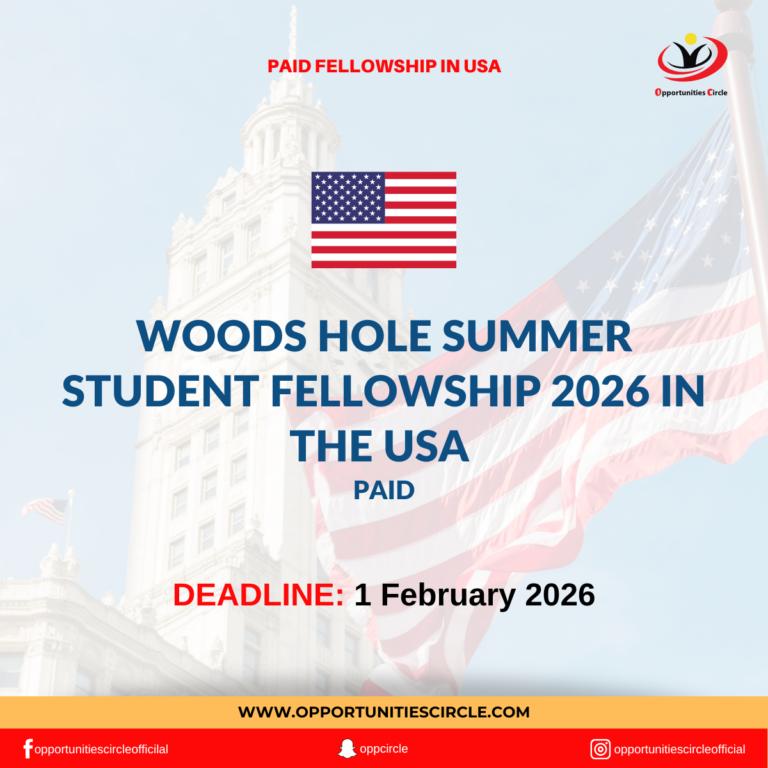 Woods Hole Summer Student Fellowship 2026 in the USA