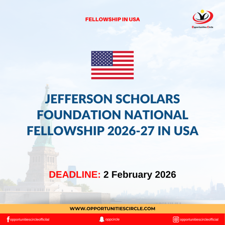 Jefferson Scholars Foundation National Fellowship 2026-27 in USA