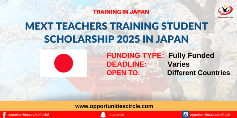 MEXT Teachers Training Student Scholarship 2025 in Japan